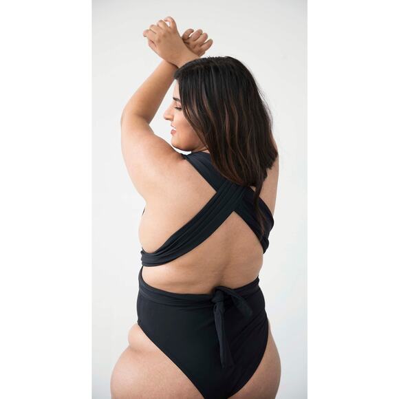 Cedar & Sand The Every Which Way One Piece Swimsuit Womens Plus Size 2X Black - Picture 2 of 8